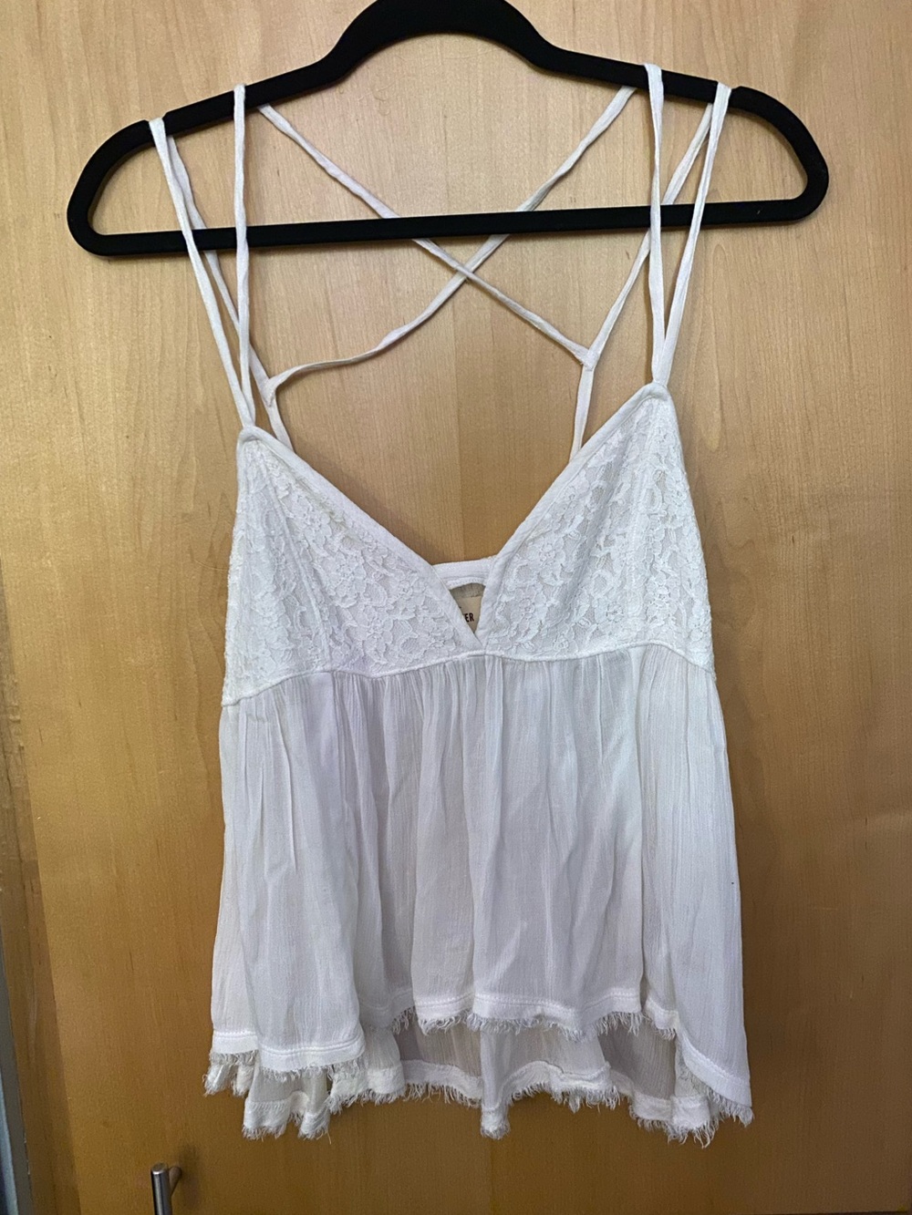 Vintage Y2K Hollister White Ivory Babydoll Lace Gauze Strappy Tank Top Medium